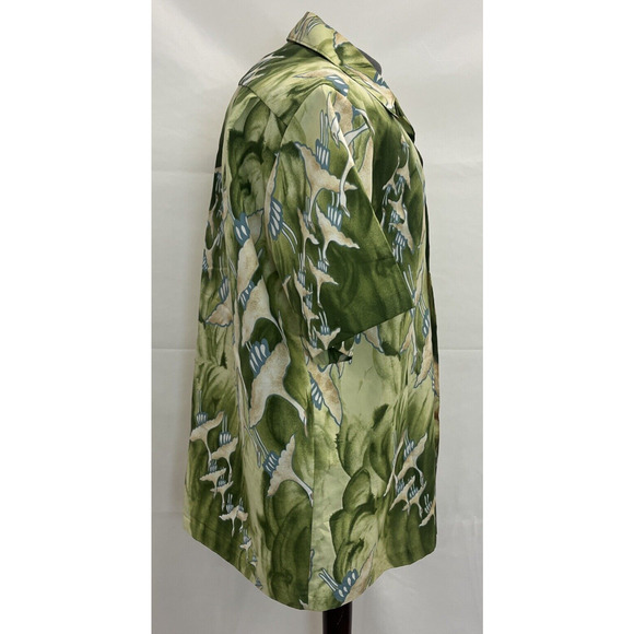 Malihini Hawaii Designer's Collectors Men's Green With Bird Print Hawaiian Shirt - Picture 4 of 9